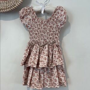 Rylee & Cru (Noralee)  4T Mauve and White Smocked Tiered Sundress